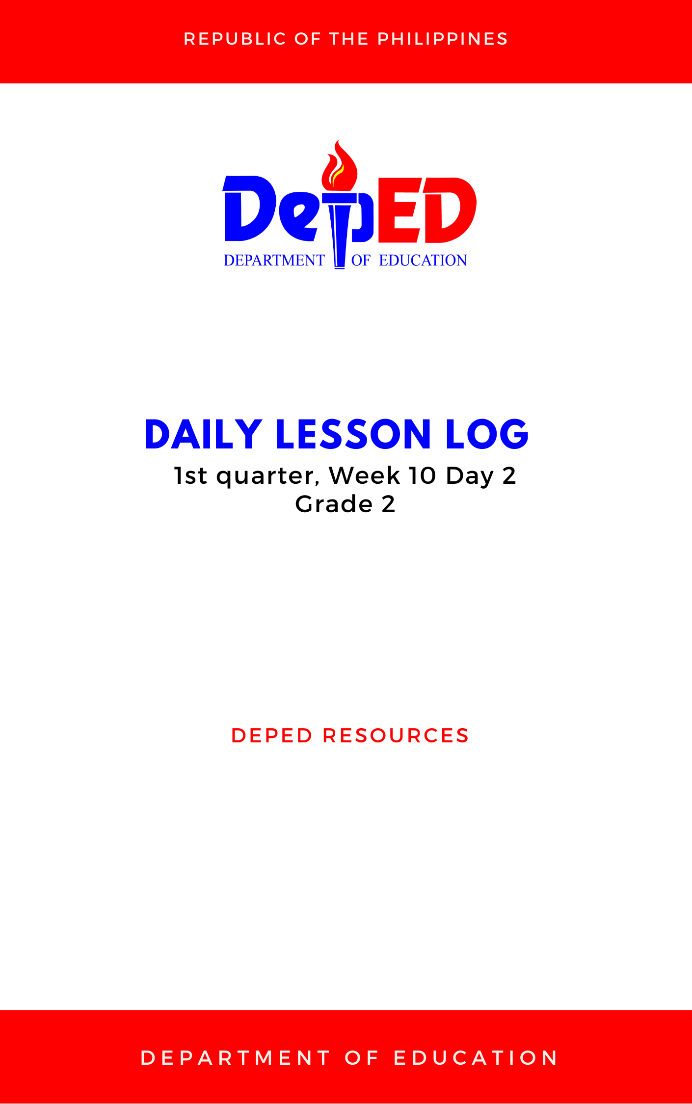 Cover for Grade 2: Q1 W10 D2 (All Subjects)