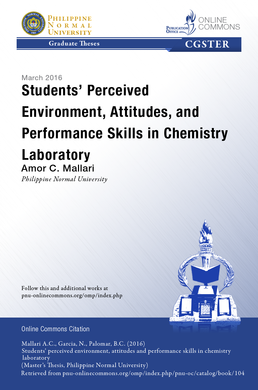 Cover for Students' Perceived Environment, Attitudes, And Performance Skills in Chemistry Laboratory