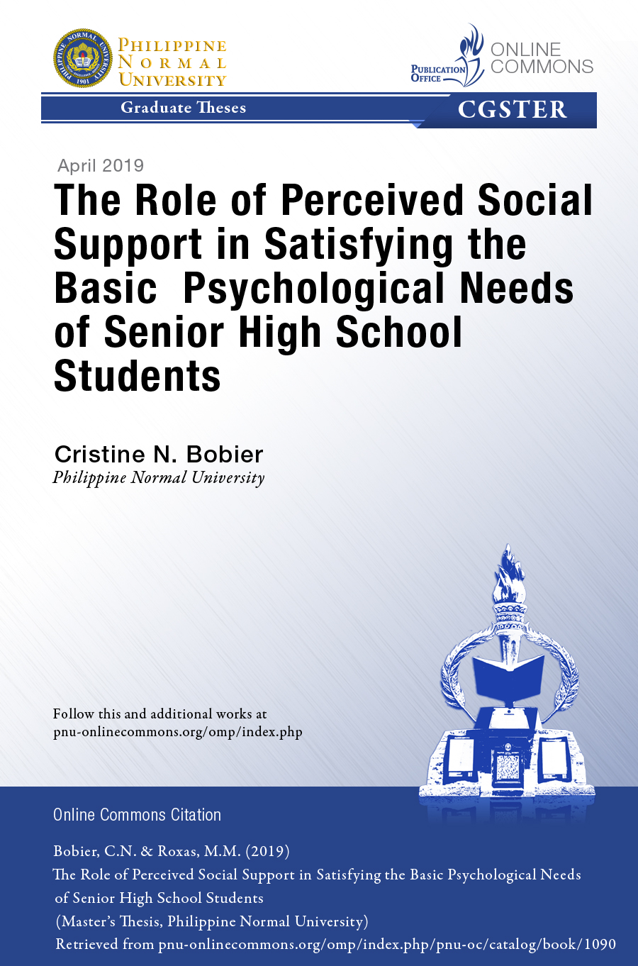 Cover for The Role of Perceived Social Support in Satisfying the Basic Psychological Needs of Senior High School Students