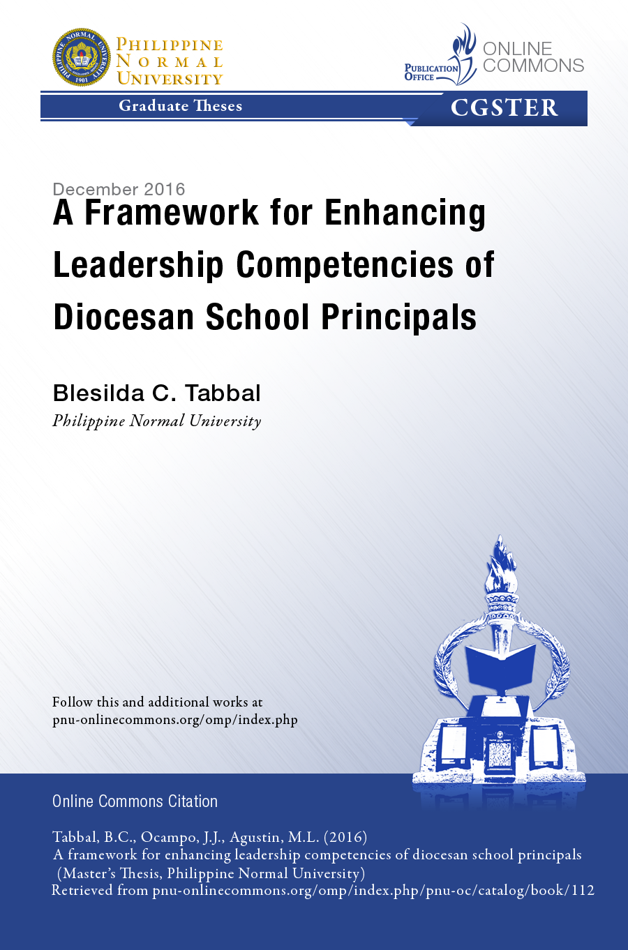 Cover for A Framework for Enhancing Leadership Competencies of Diocesan School Principals