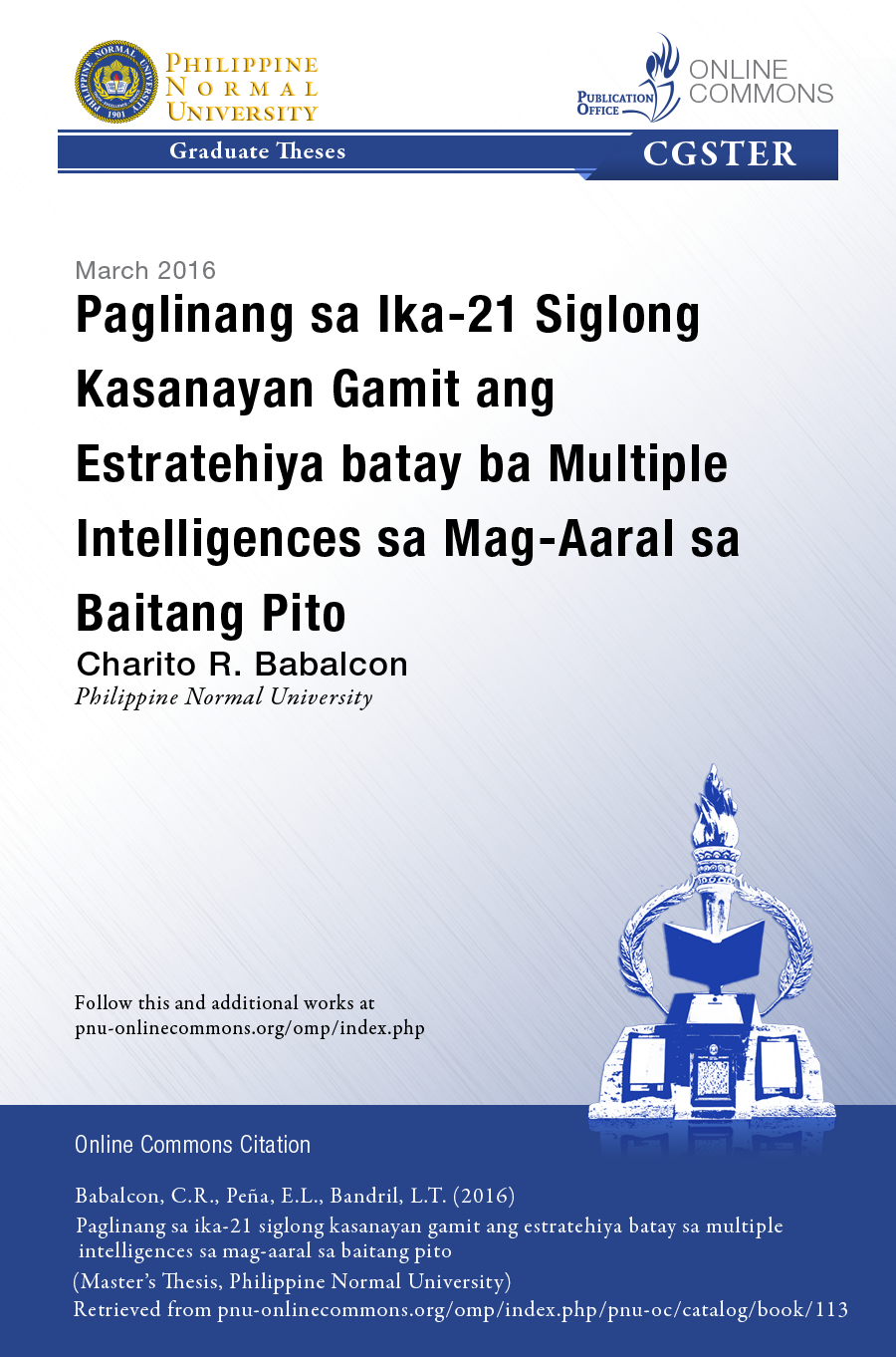 Cover for Paglinang sa ika-21 siglong kasanayan gamit ang estratehiya batay sa multiple intelligences sa mag-aaral sa baitang pito