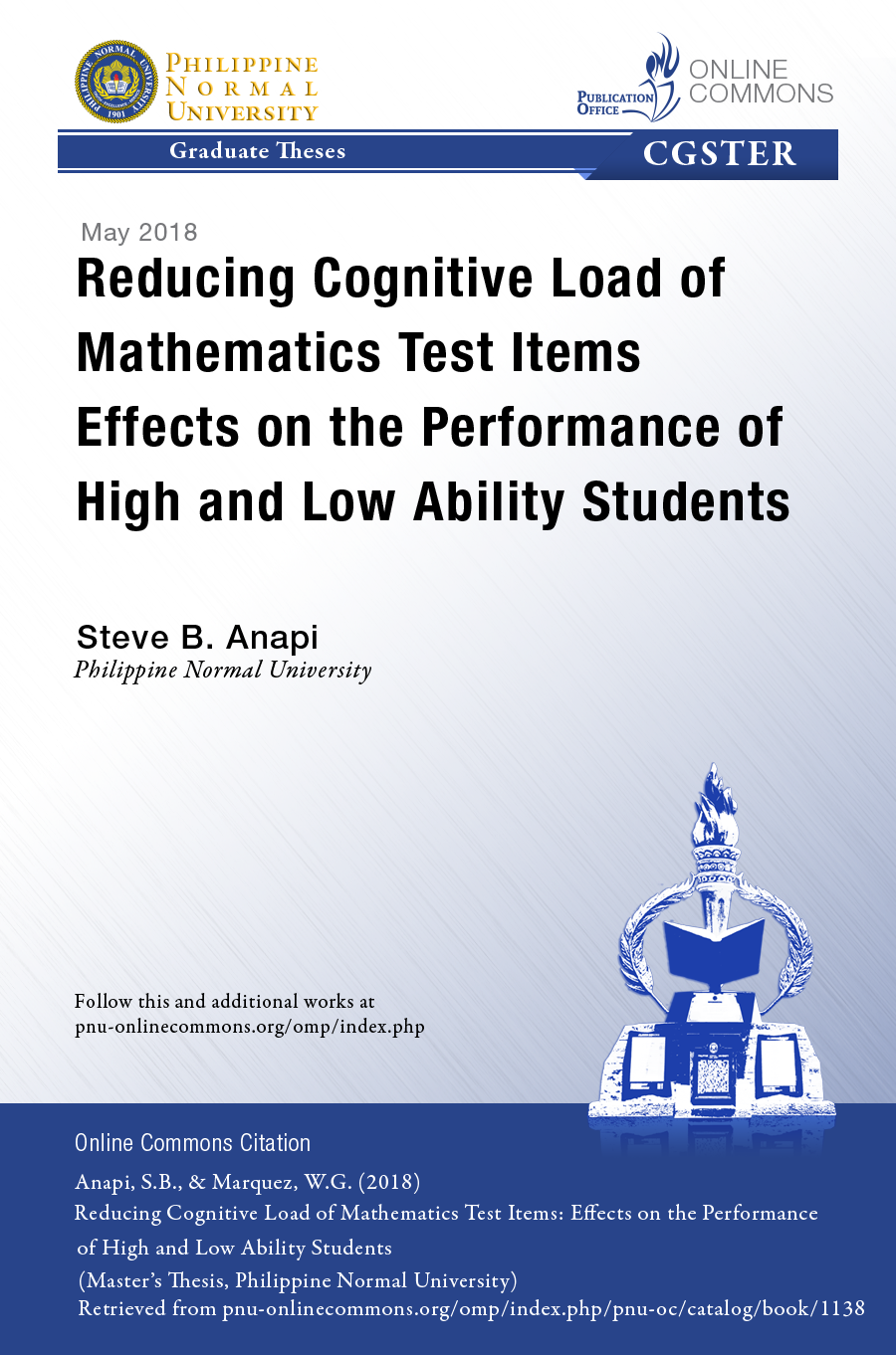 Cover for Reducing Cognitive Load of Mathematics Test Items: Effects on the Performance of High and Low Ability Students