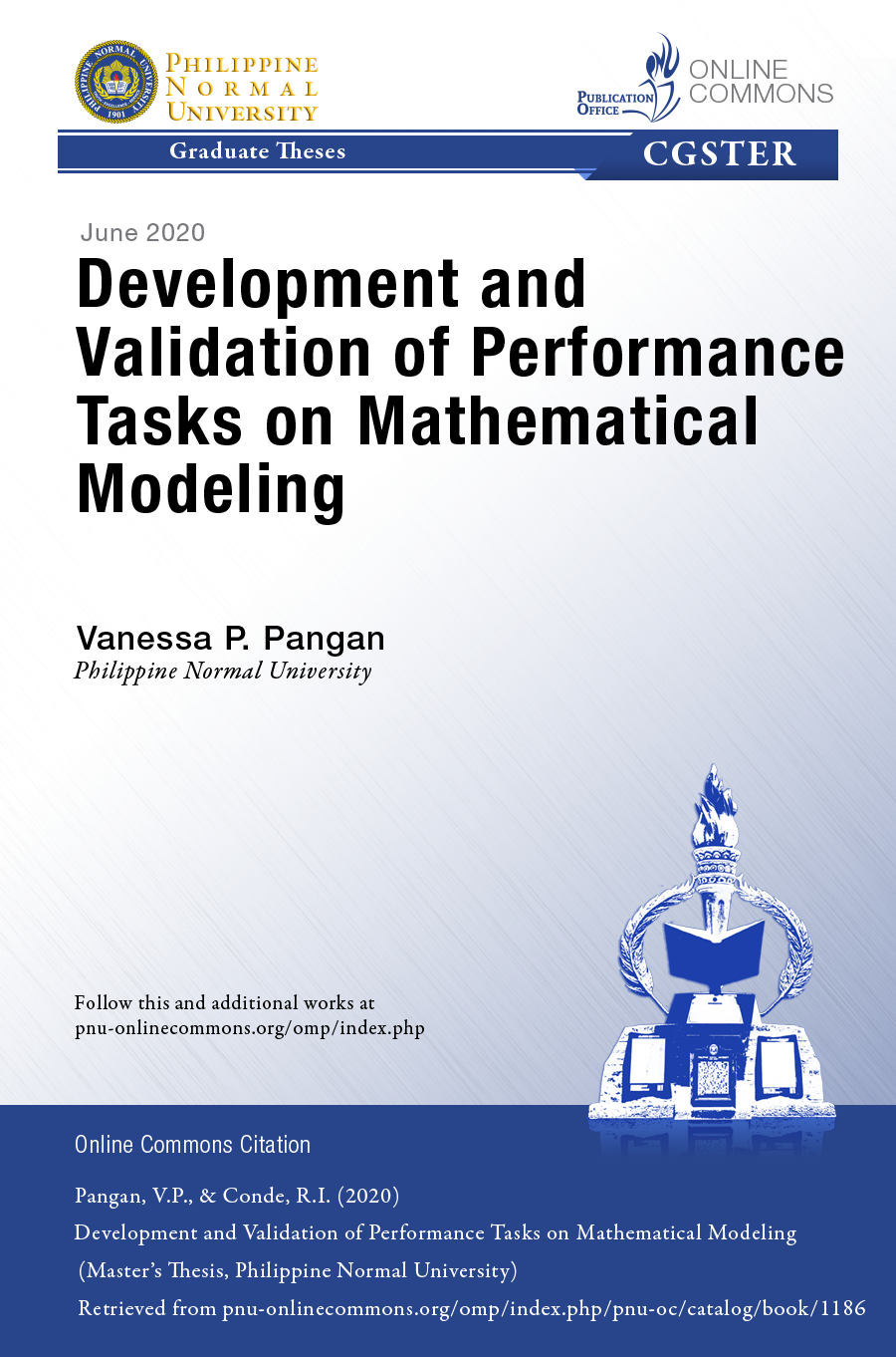 Cover for Development and Validation of Performance Tasks on Mathematical Modeling