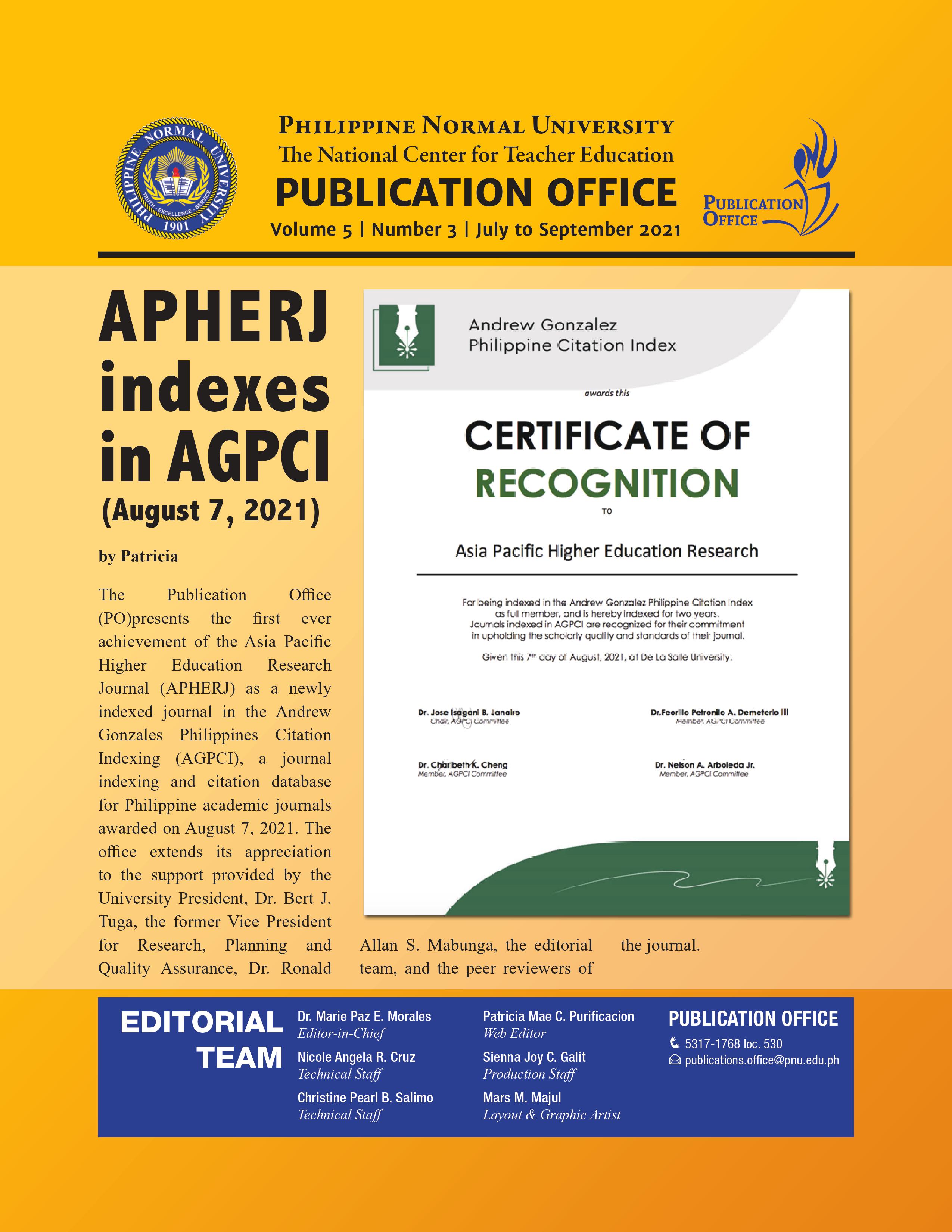 Cover for Publication Office Newsletter (July to September 2021)