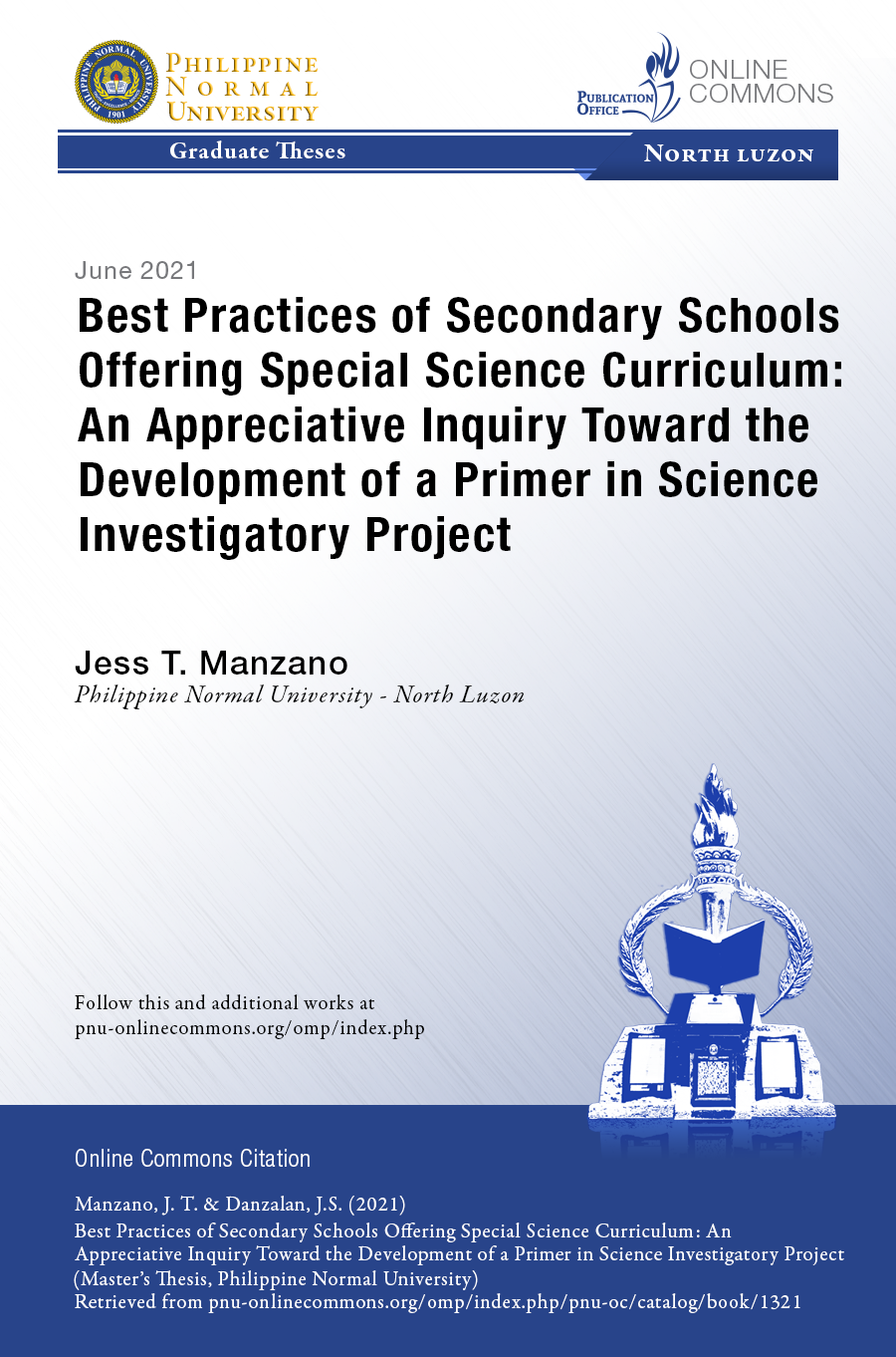 Cover for Best Practices of Secondary Schools Offering Special Science Curriculum: An Appreciative Inquiry Toward the Development of a Primer in Science Investigatory Project