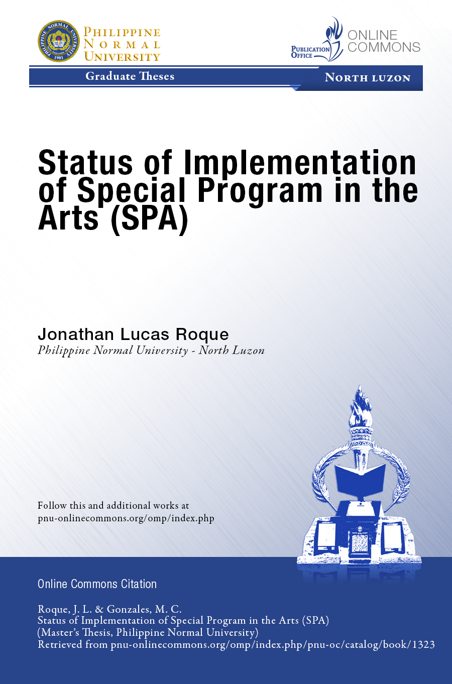 Cover for Status of Implementation of Special Program in the Arts (SPA)