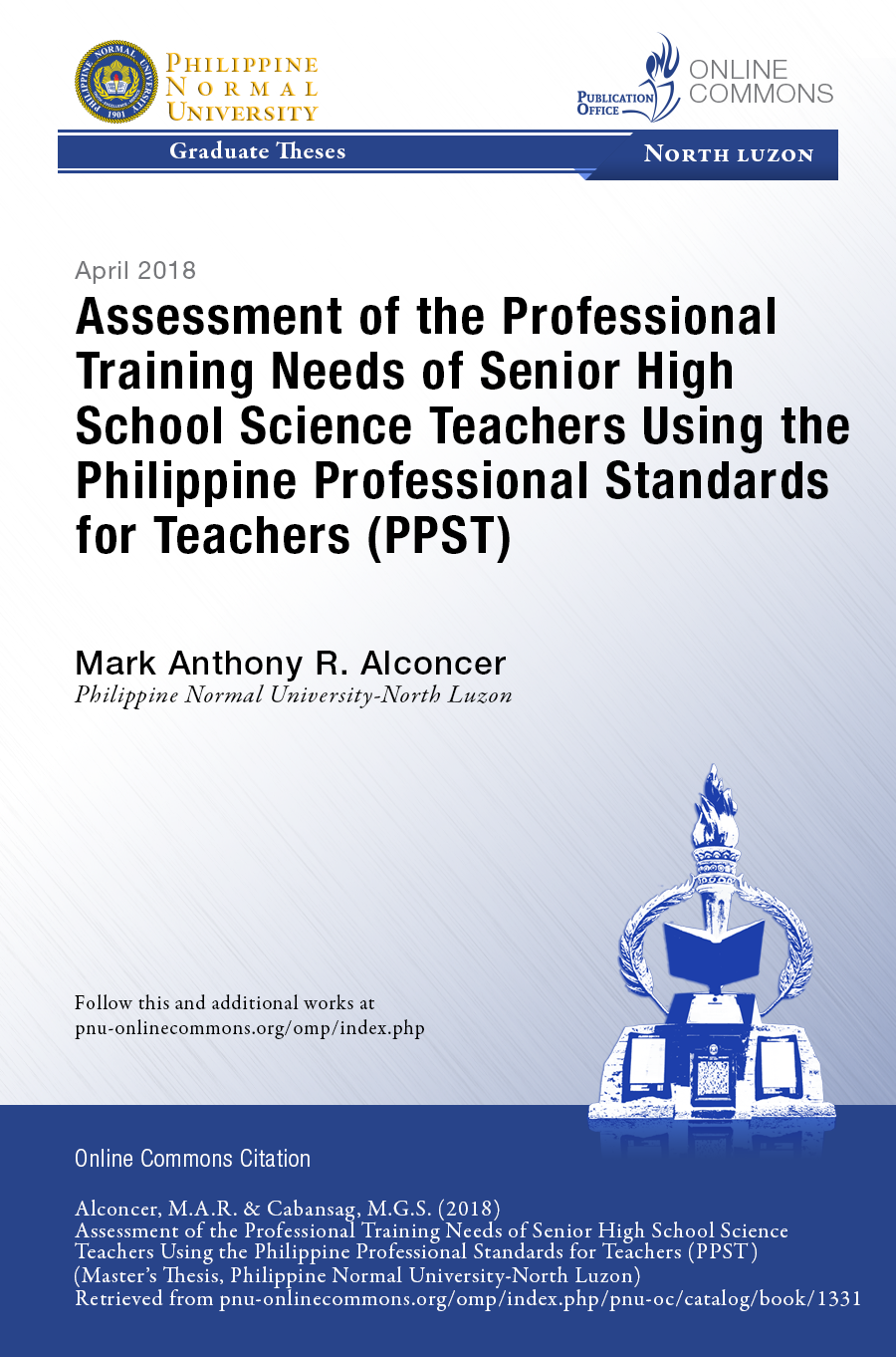 Cover for Assessment of the Professional Training Needs of Senior High School Science Teachers Using the Philippine Professional Standards for Teachers (PPST)