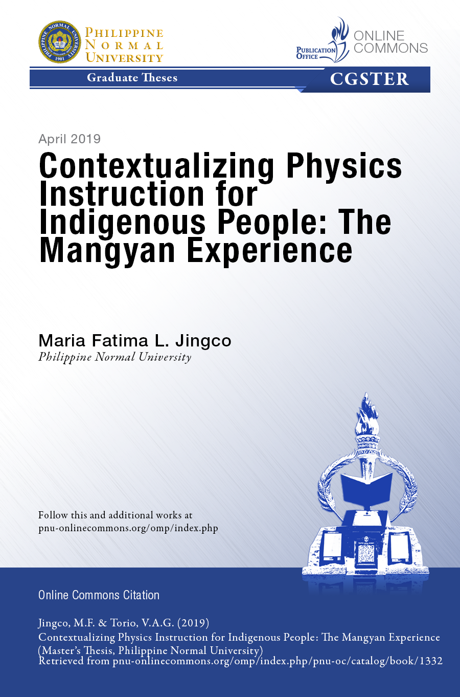 Cover for Contextualizing Physics Instruction for Indigenous People: The Mangyan Experience