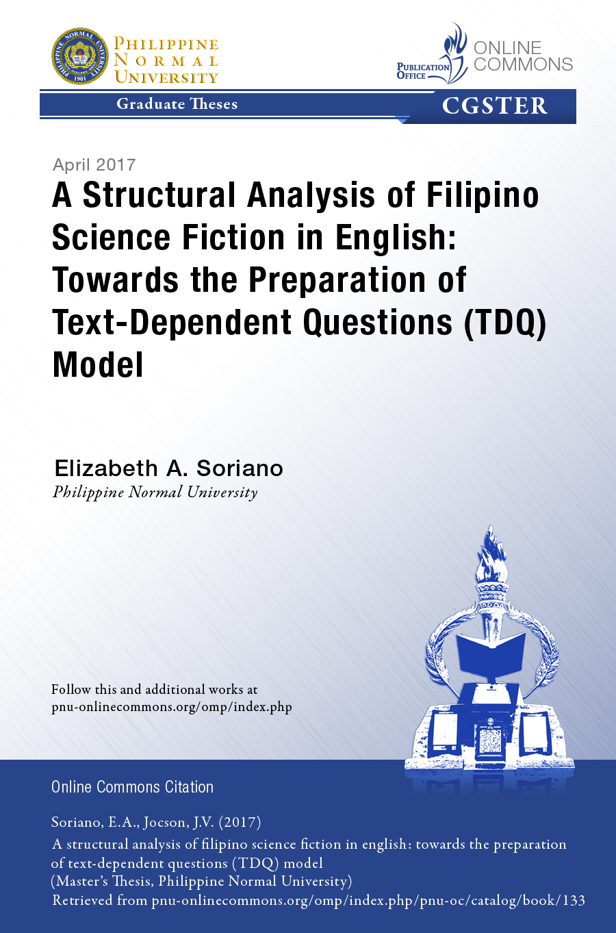 Cover for A Structural Analysis of Filipino Science Fiction in English: Towards the Preparation of Text-Dependent Questions (TDQ) Model
