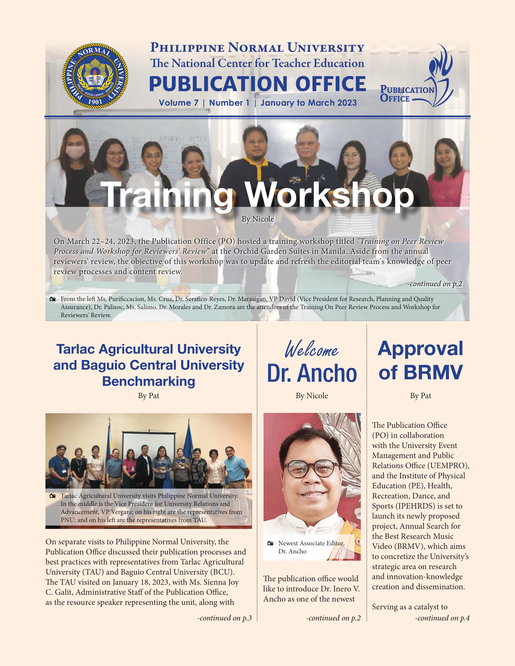 Cover for Publication Office Newsletter (January to March 2023)
