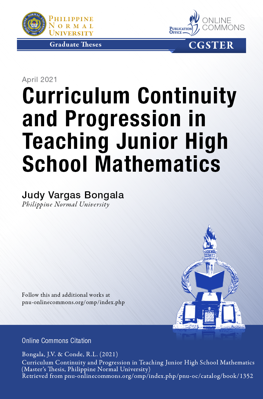 Cover for Curriculum Continuity and Progression in Teaching Junior High School Mathematics