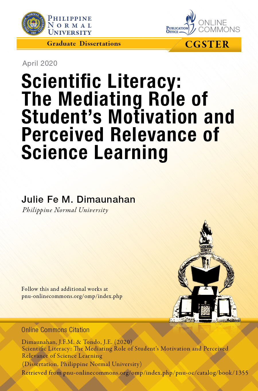 Cover for Scientific Literacy: The Mediating Role of Student’s Motivation and Perceived Relevance of Science Learning