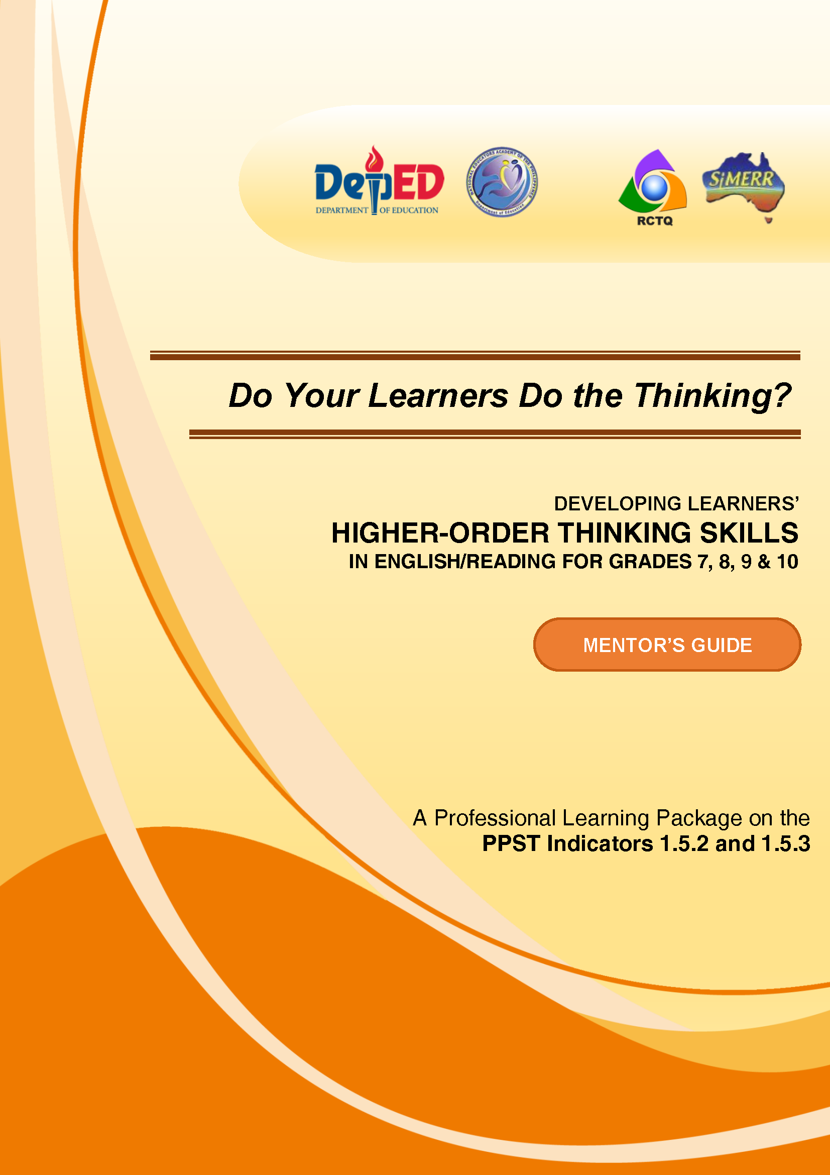 Cover for Higher Order Thinking Skills (HOTS) Professional Learning Packages