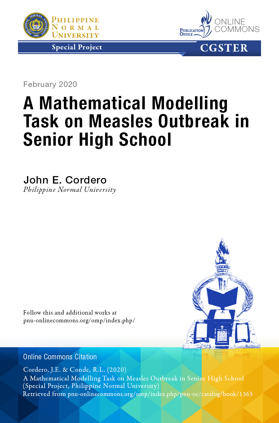 Cover for A Mathematical Modelling Task on Measles Outbreak in Senior High School