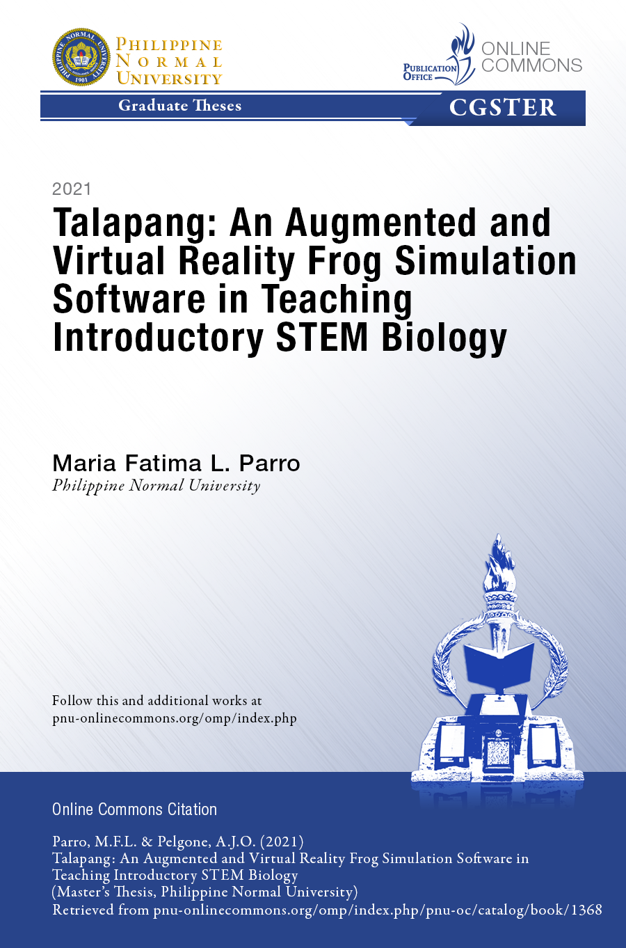 Cover for Talapang: An Augmented and Virtual Reality Frog Simulation Software in Teaching Introductory STEM Biology