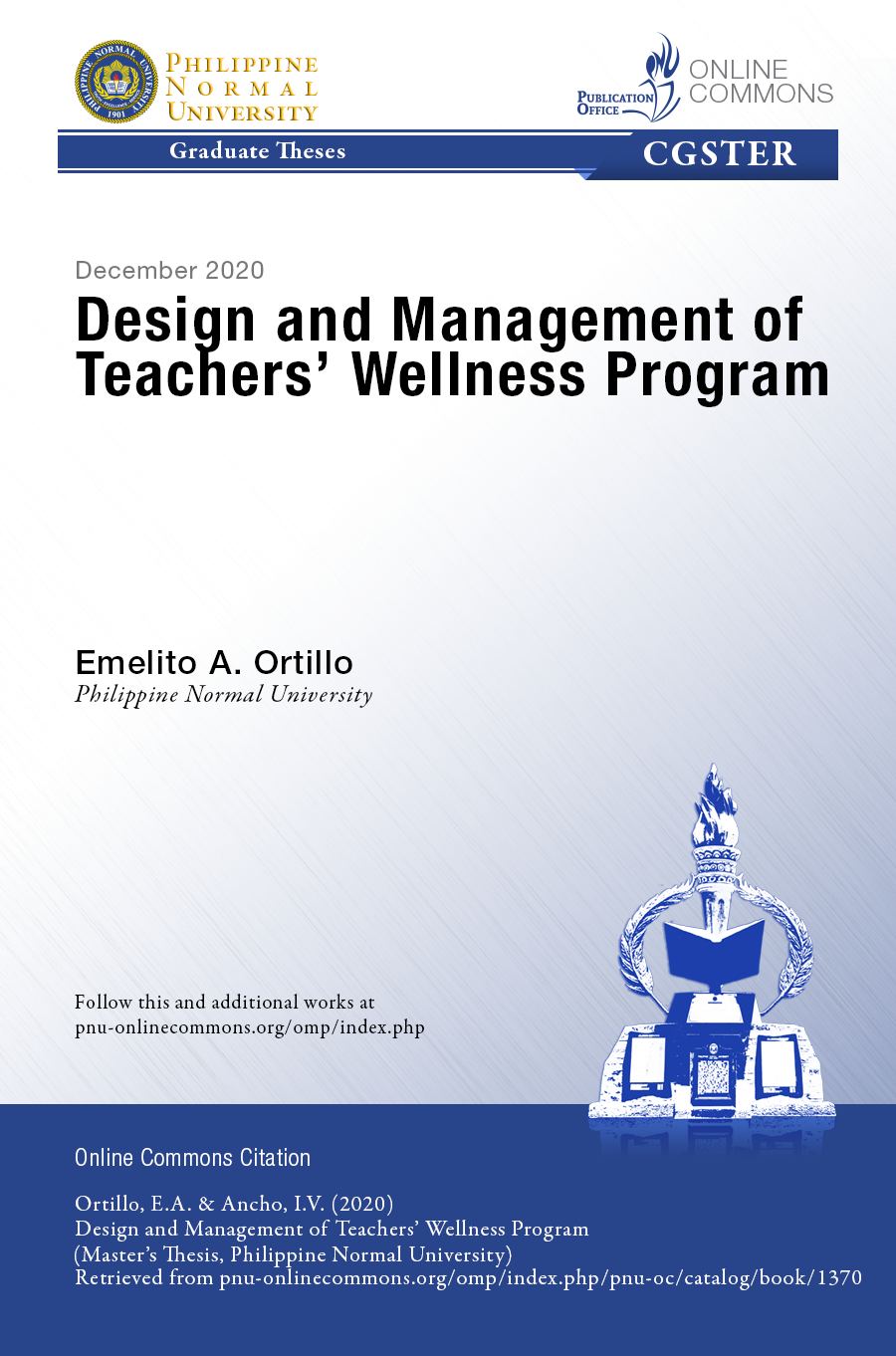 Cover for Design and Management of Teachers' Wellness Program