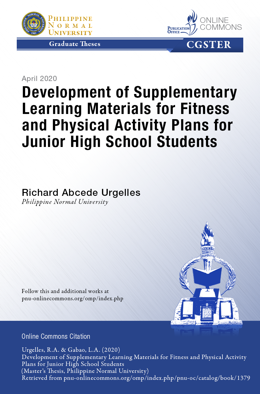 Cover for Development of Supplementary Learning Materials for Fitness and Physical Activity Plans for Junior High School Students