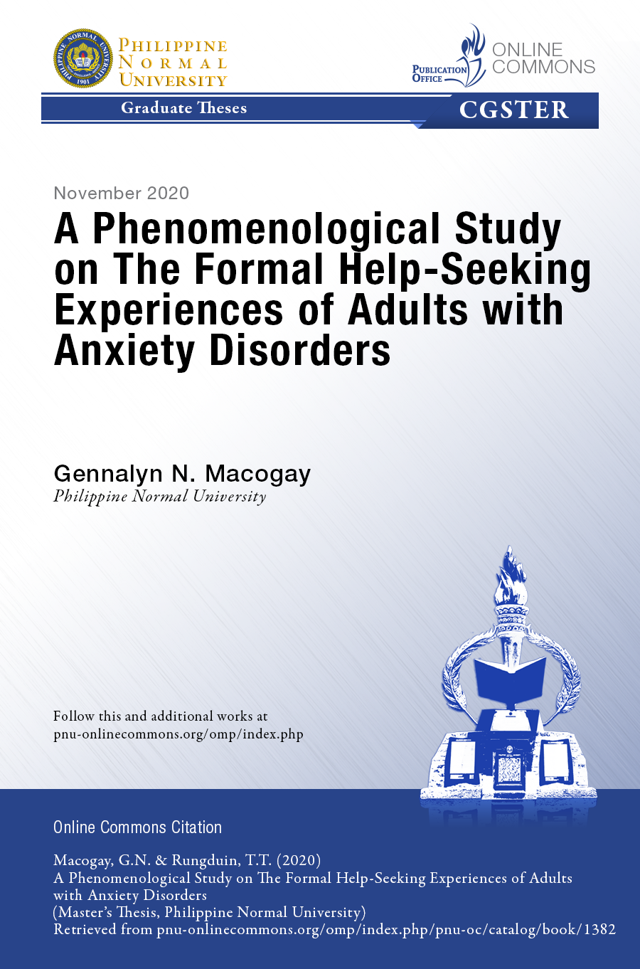 Cover for A Phenomenological Study on The Formal Help-Seeking Experiences of Adults with Anxiety Disorders