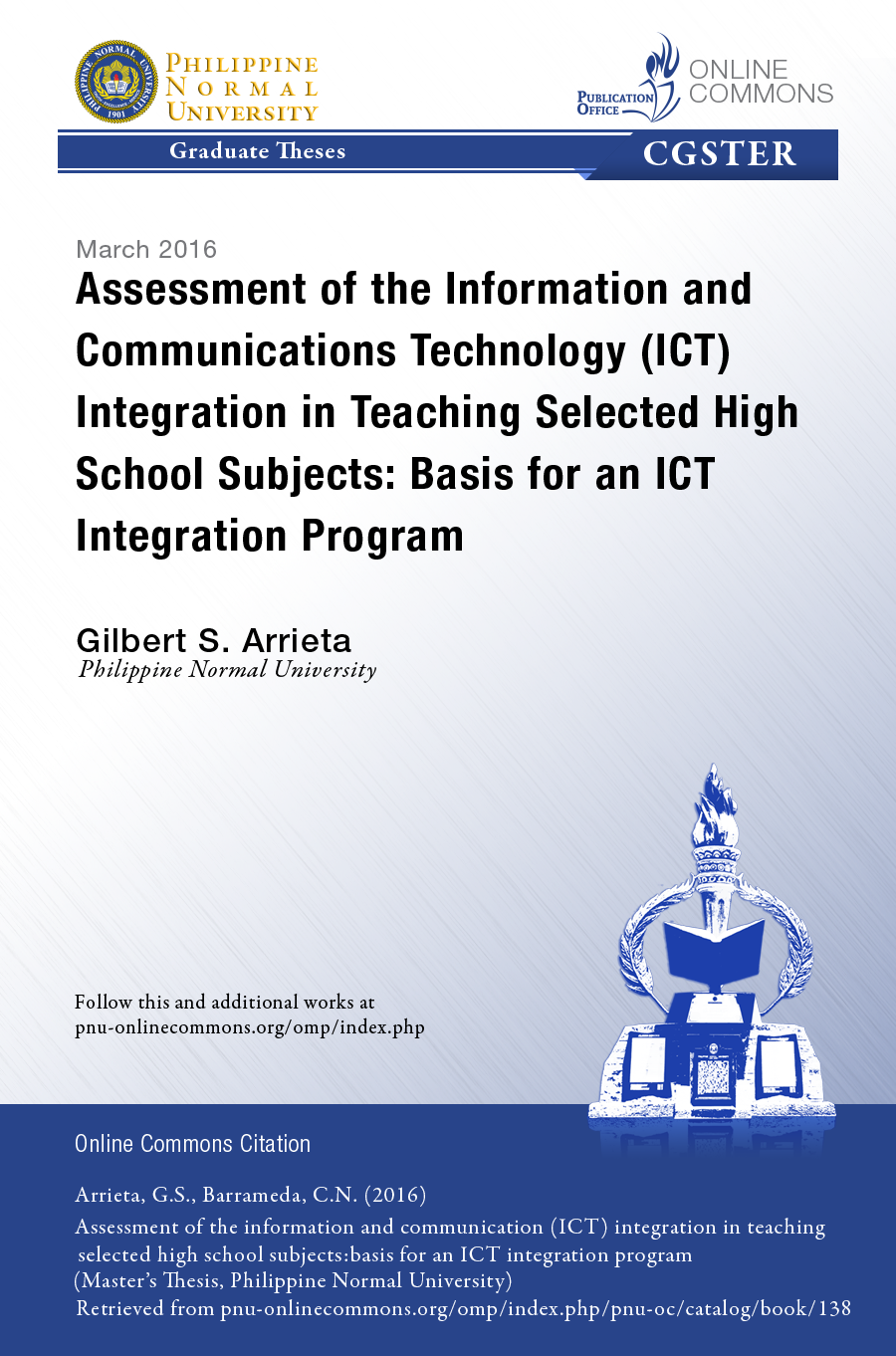 Cover for Assessment of the Information and Communications Technology (ICT) Integration in Teaching Selected High School Subjects: Basis for an ICT Integration Program