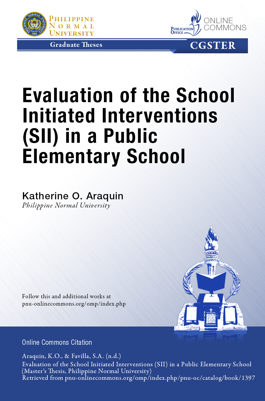 Cover for Evaluation of the School Initiated Interventions (SII) in a Public Elementary School