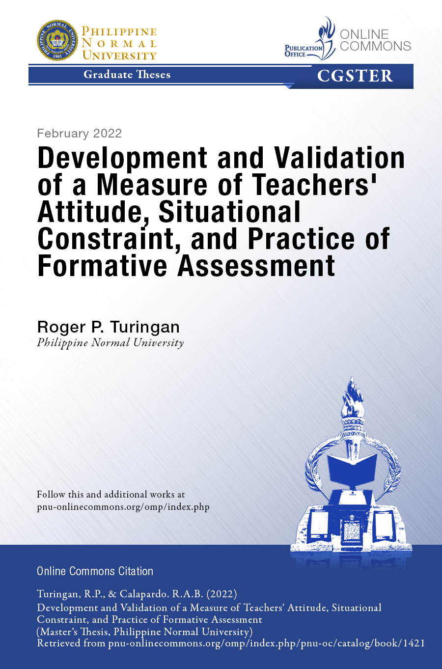 Cover for Development and Validation of a Measure of Teachers' Attitude, Situational Constraint, and Practice of Formative Assessment