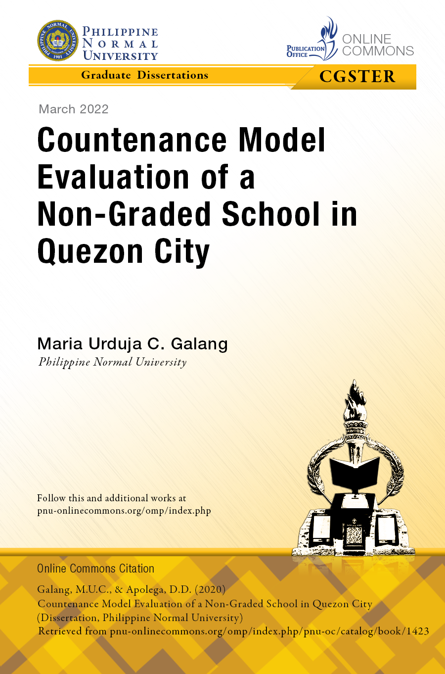 Cover for Countenance Model Evaluation of a Non-Graded School in Quezon City
