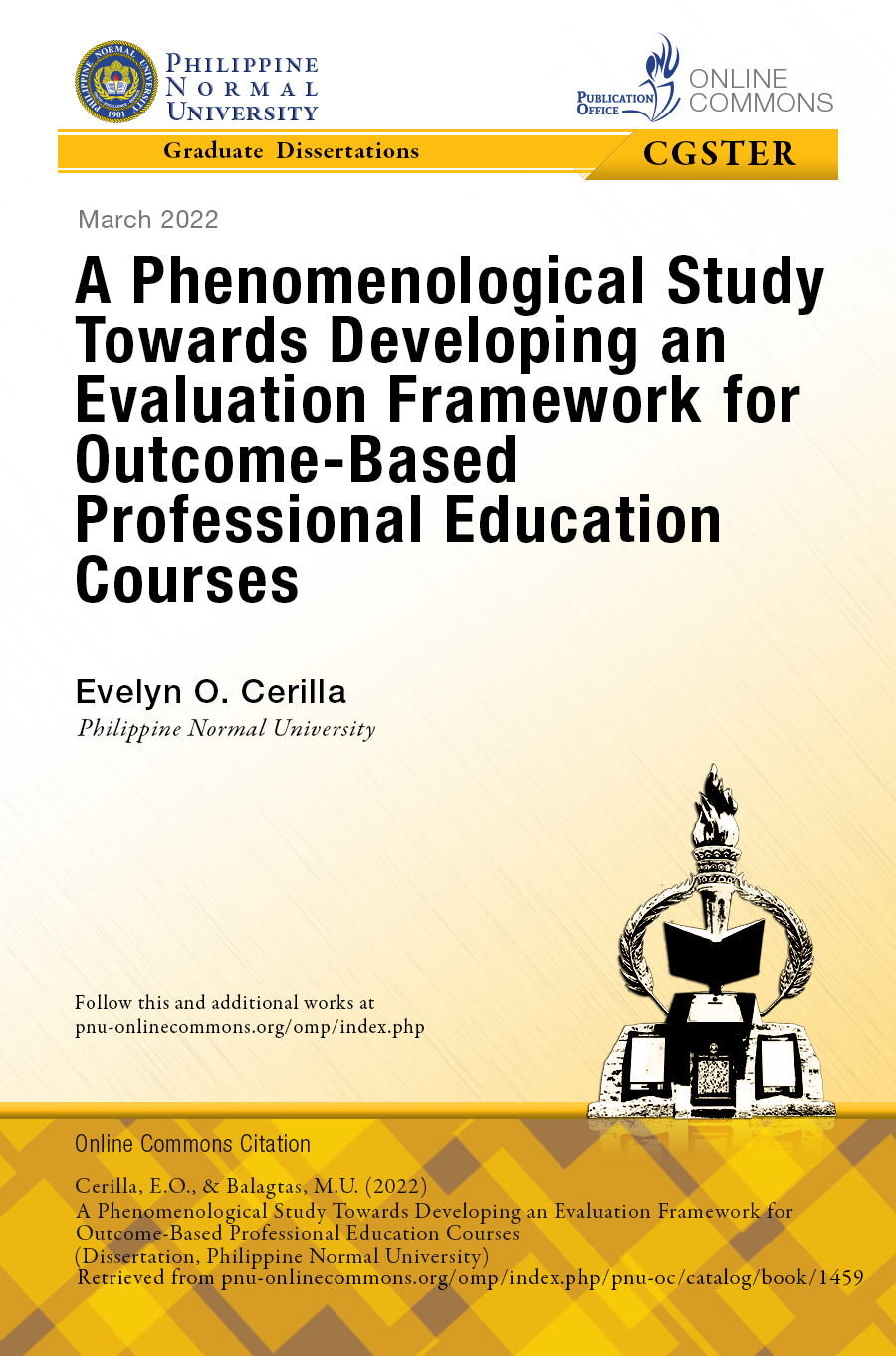 Cover for A Phenomenological Study Towards Developing an Evaluation Framework for Outcome-Based Professional Education Courses