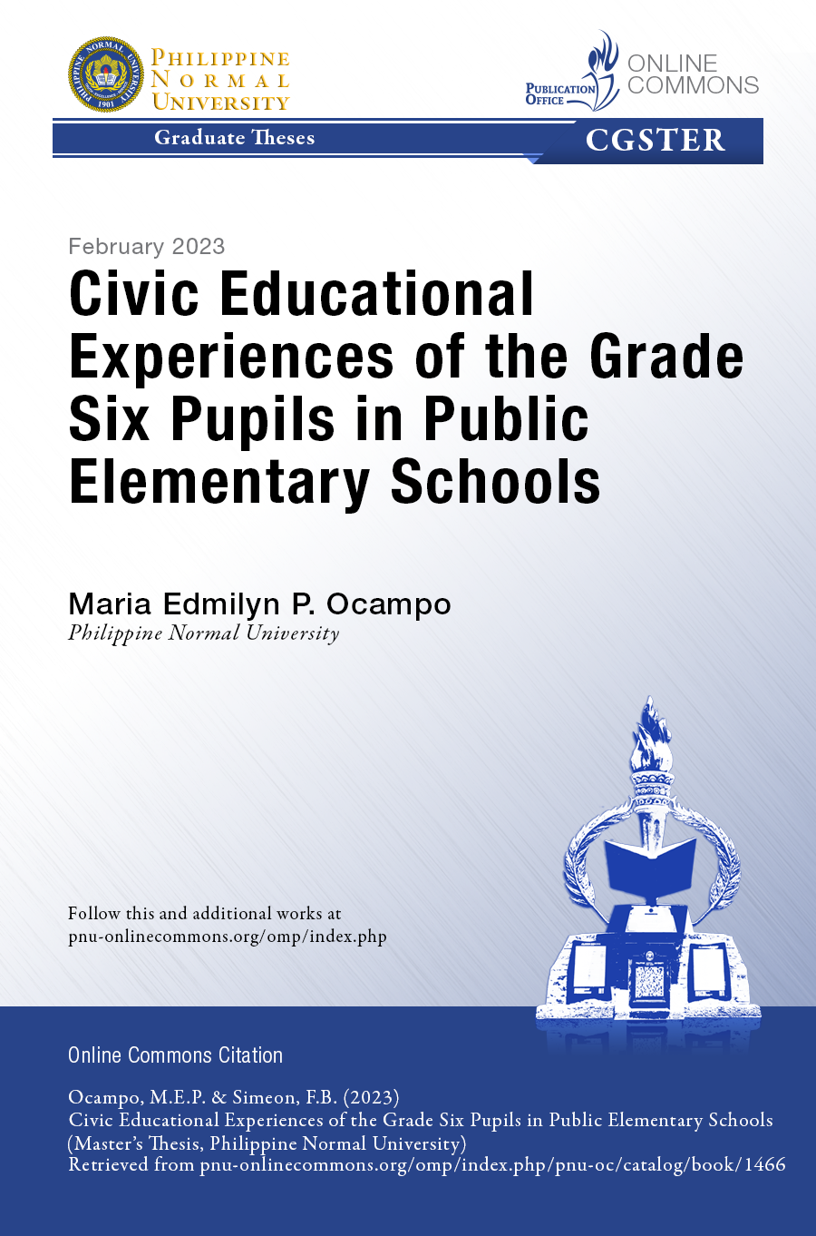 Cover for Civic Educational Experiences of the Grade Six Pupils in Public Elementary Schools