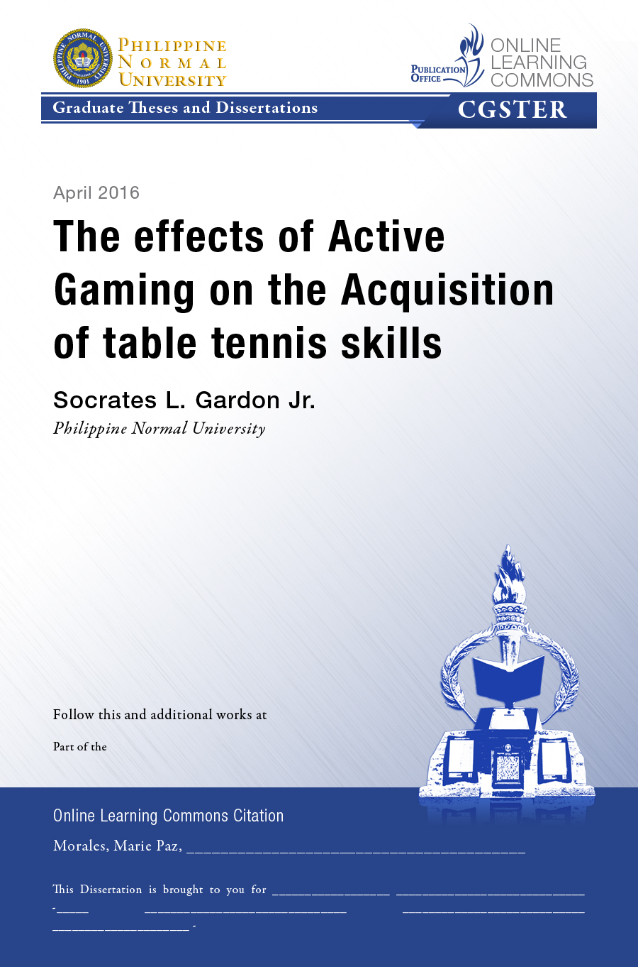 Cover for The Effects of Active Gaming on the Acquisition of Table Tennis Skills
