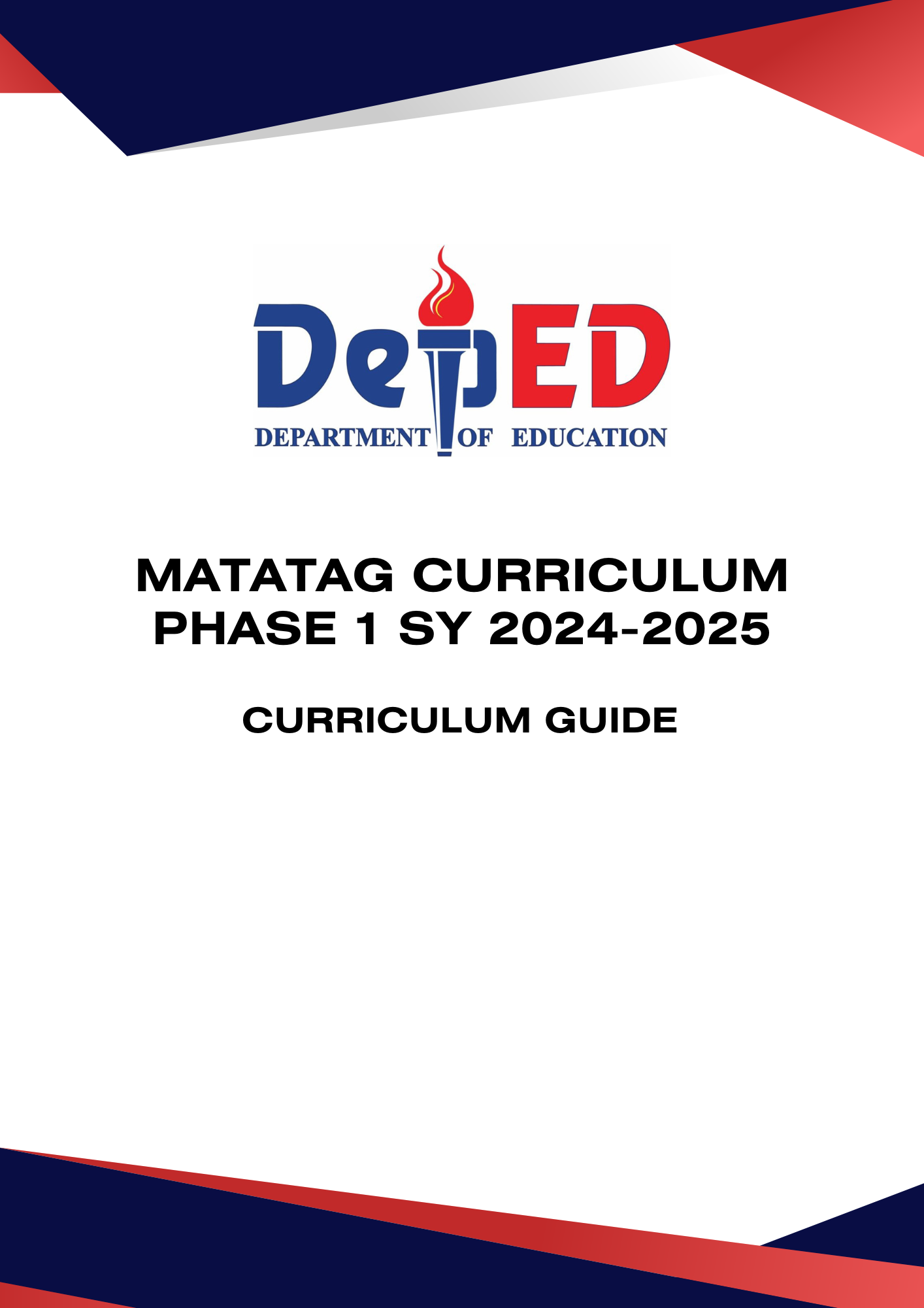 Cover for MATATAG Curriculum Phase 1 SY 2024-2025