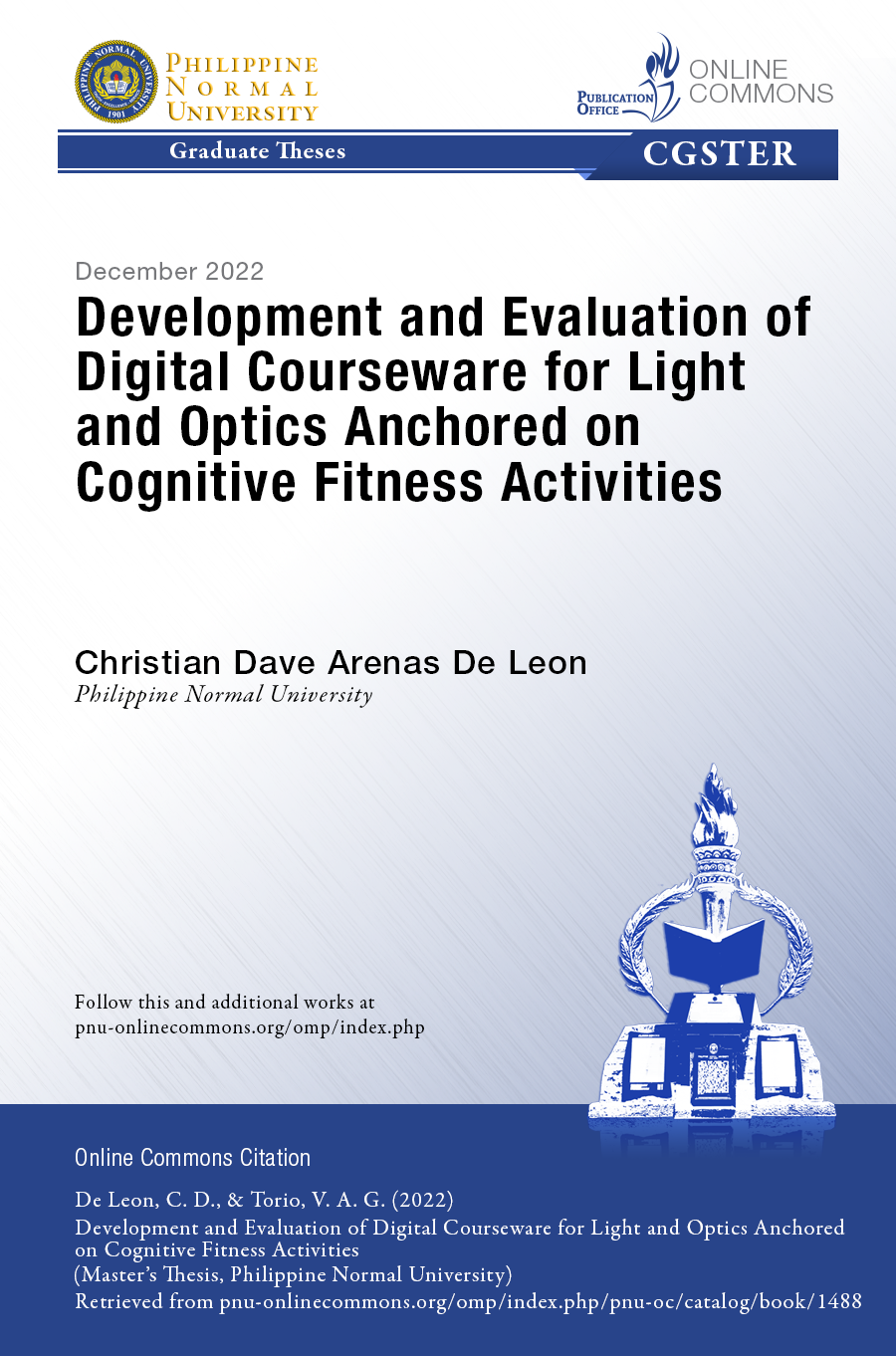 Cover for Development and Evaluation of Digital Courseware for Light and Optics Anchored on Cognitive Fitness Activities