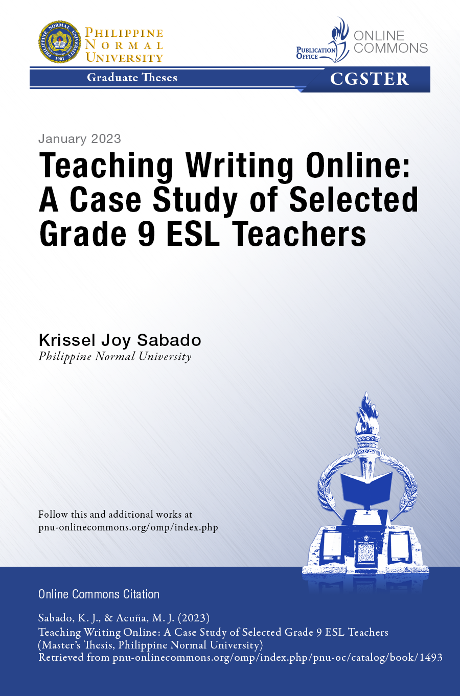 Cover for Teaching Writing Online: A Case Study of Selected Grade 9 ESL Teachers