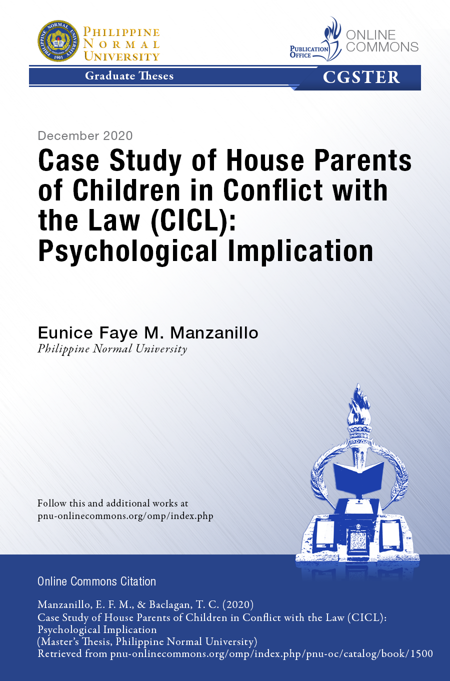 Cover for Case Study of House Parents of Children in Conflict with the Law (CICL): Psychological Implication