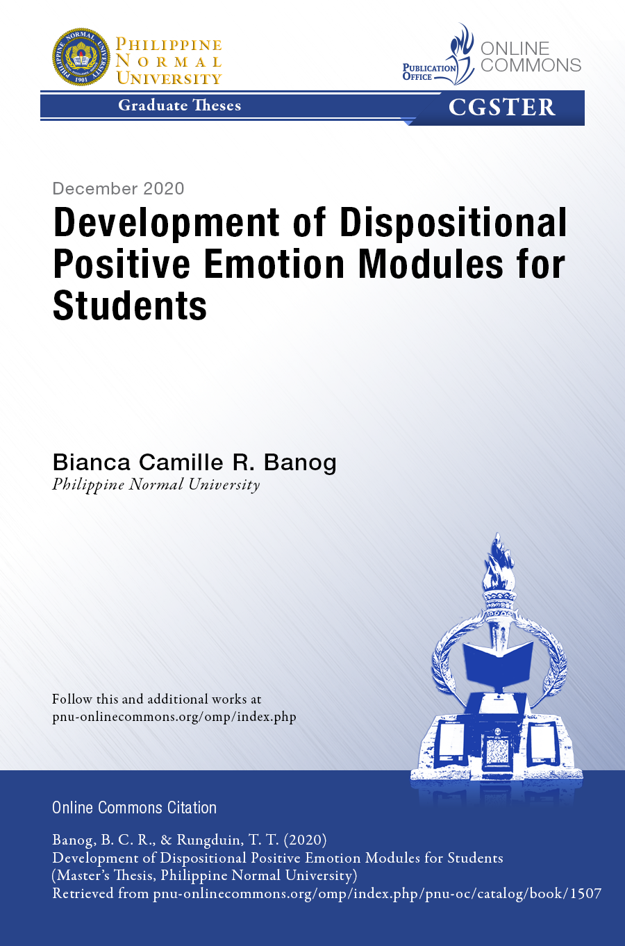 Cover for Development of Dispositional Positive Emotion Modules for Students