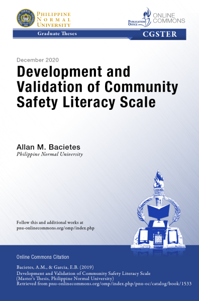 Cover for Development and Validation of Community Safety Literacy Scale
