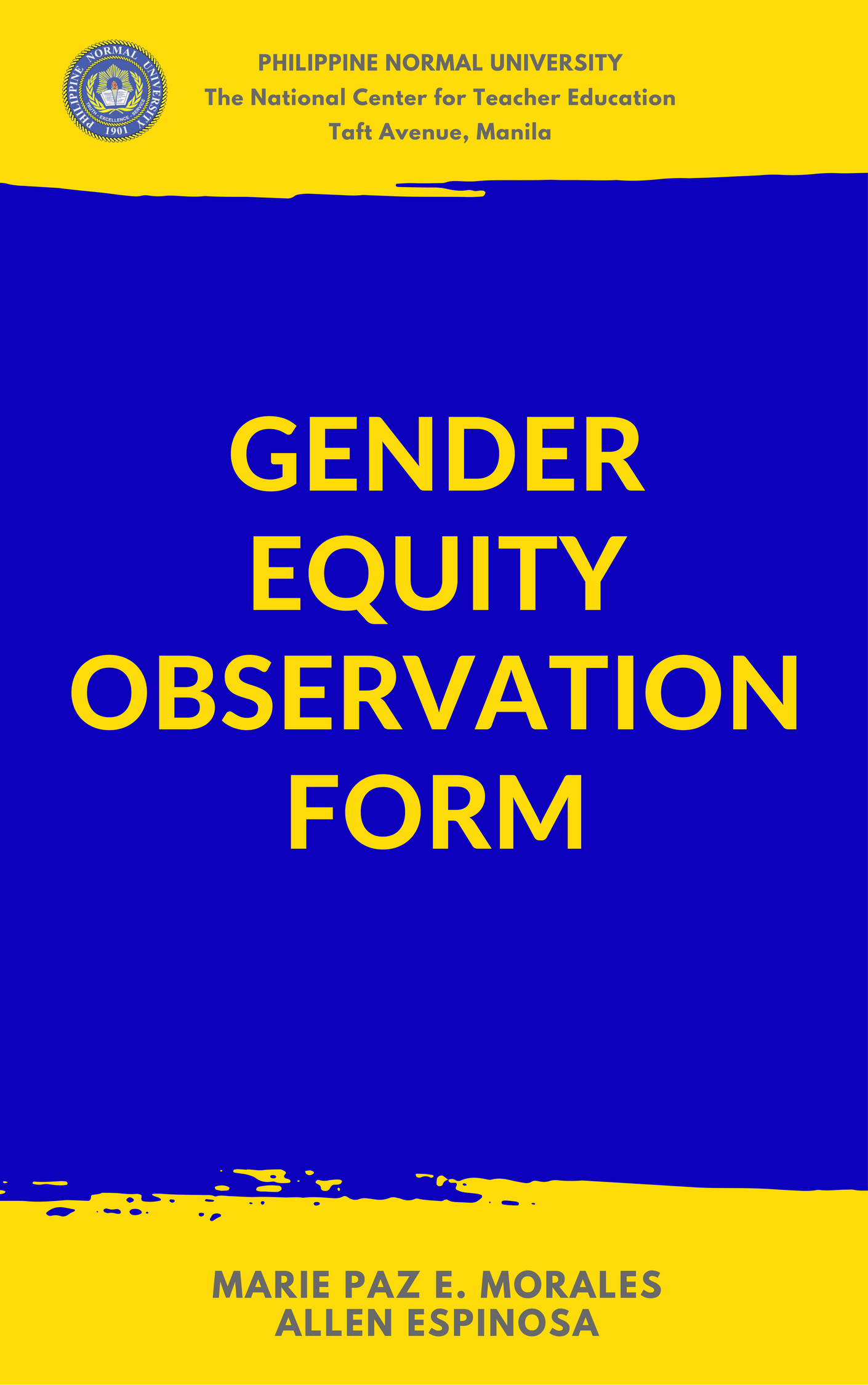 Cover for Gender Equity Observation Form