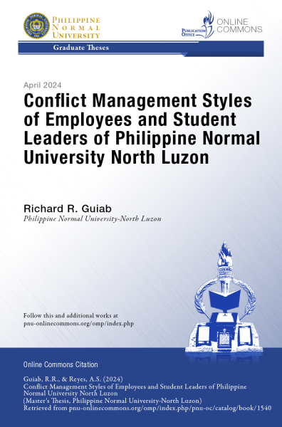 Cover for Conflict Management Styles of Employees and Student Leaders of Philippine Normal University North Luzon