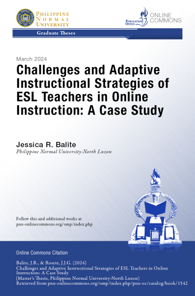 Cover for Challenges and Adaptive Instructional Strategies of ESL Teachers in Online Instruction: A Case Study