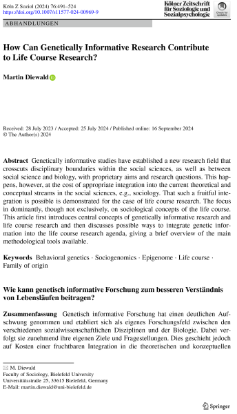 Cover for How Can Genetically Informative Research Contribute to Life Course Research?