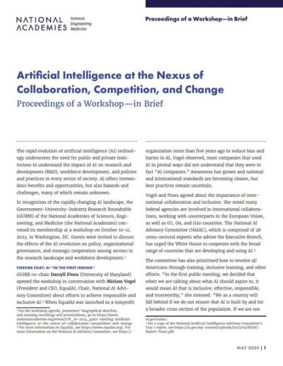 Cover for Artificial Intelligence at the Nexus of Collaboration, Competition, and Change