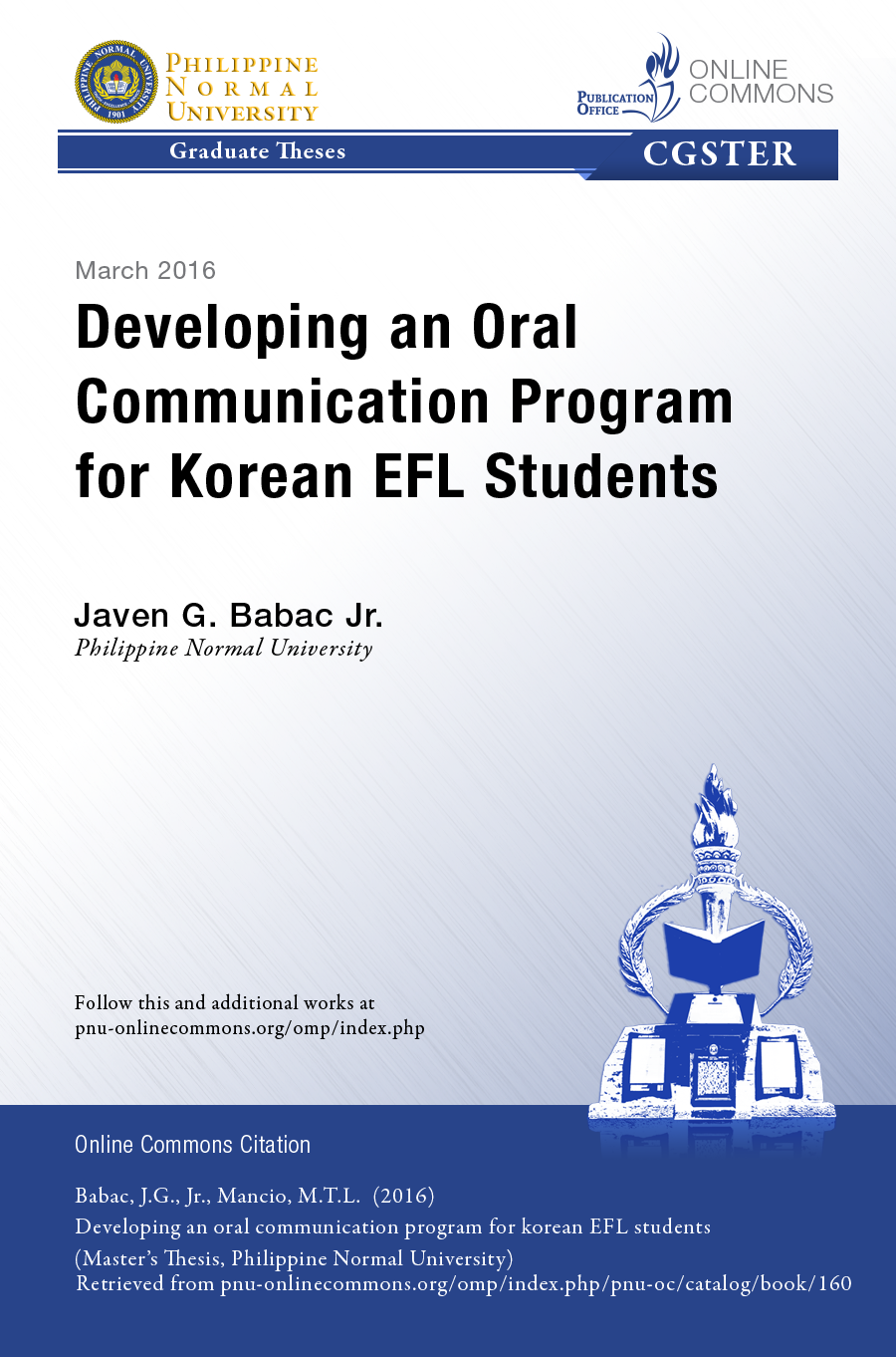 Cover for Developing an Oral Communication Program for Korean EFL Students