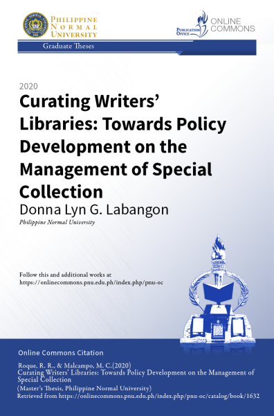 Cover for Curating Writers’ Libraries: Towards Policy Development on the Management  of Special Collections