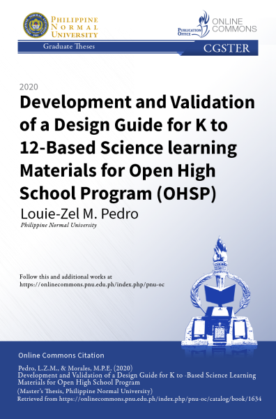 Cover for Development and Validation of a Design Guide for K to 12-Based Science Learning Materials for Open High School Program (OHSP)