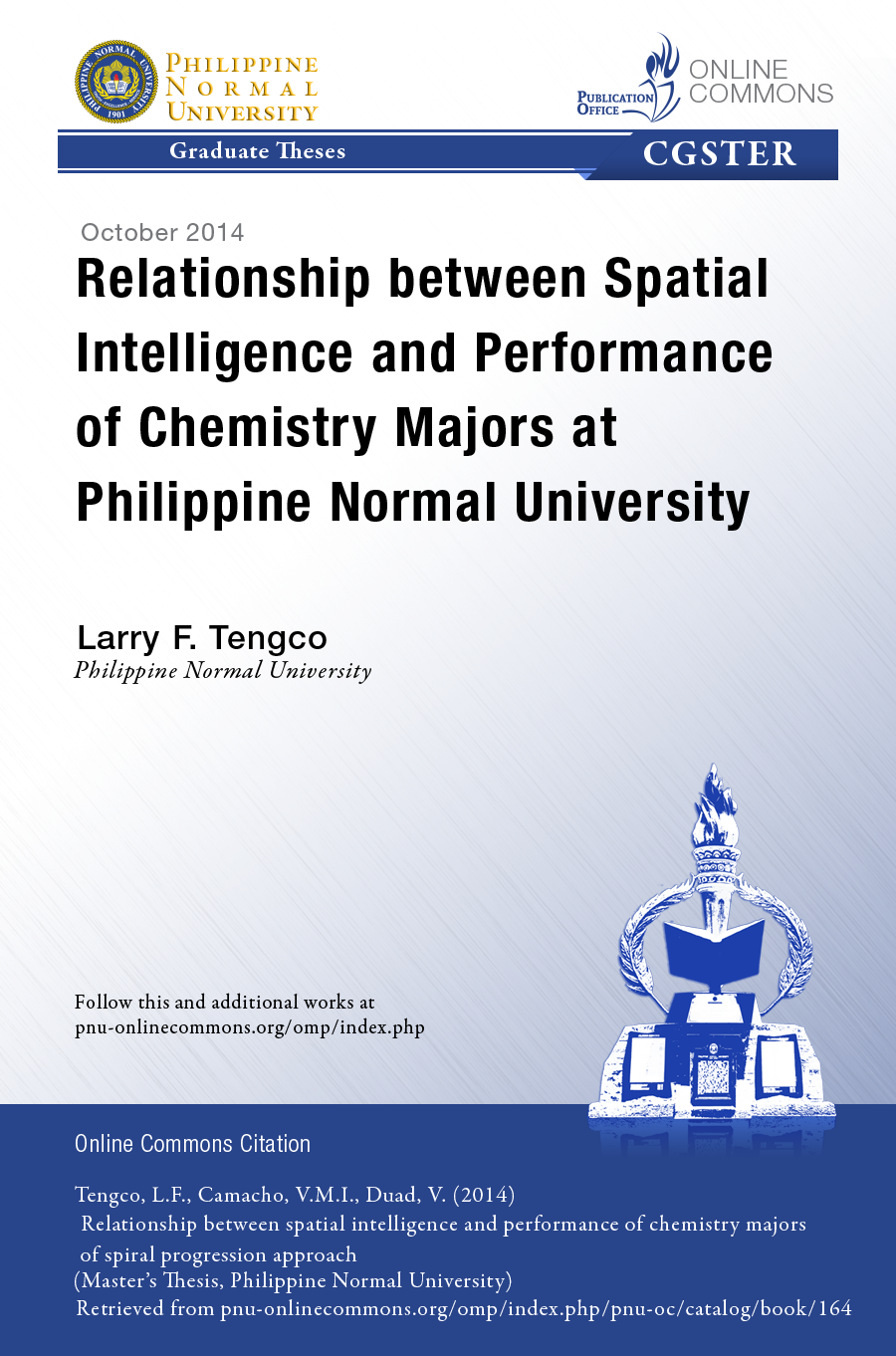 Cover for Relationship between Spatial Intelligence and Performance of Chemistry Majors at Philippine Normal University