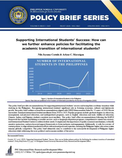 Cover for Supporting International Students’ Success: How can we further enhance policies for facilitating the academic transition of international students?
