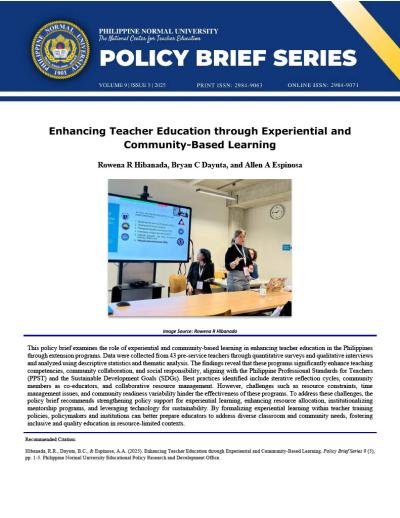 Cover for Enhancing Teacher Education through Experiential and  Community-Based Learning