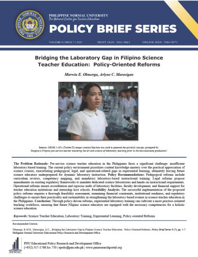 Cover for Bridging the Laboratory Gap in Filipino Science Teacher Education: Policy-Oriented Reforms