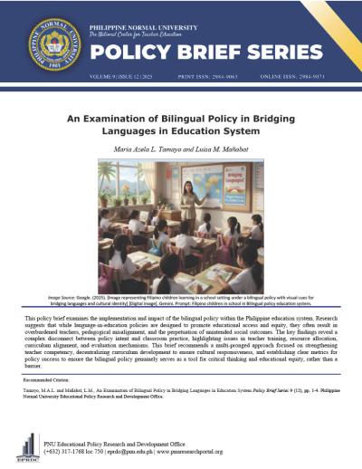 Cover for An Examination of Bilingual Policy in Bridging Languages in Education System
