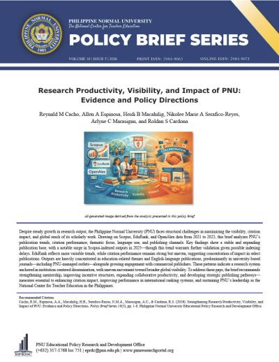 Cover for Research Productivity, Visibility, and Impact of PNU: Evidence and Policy Directions