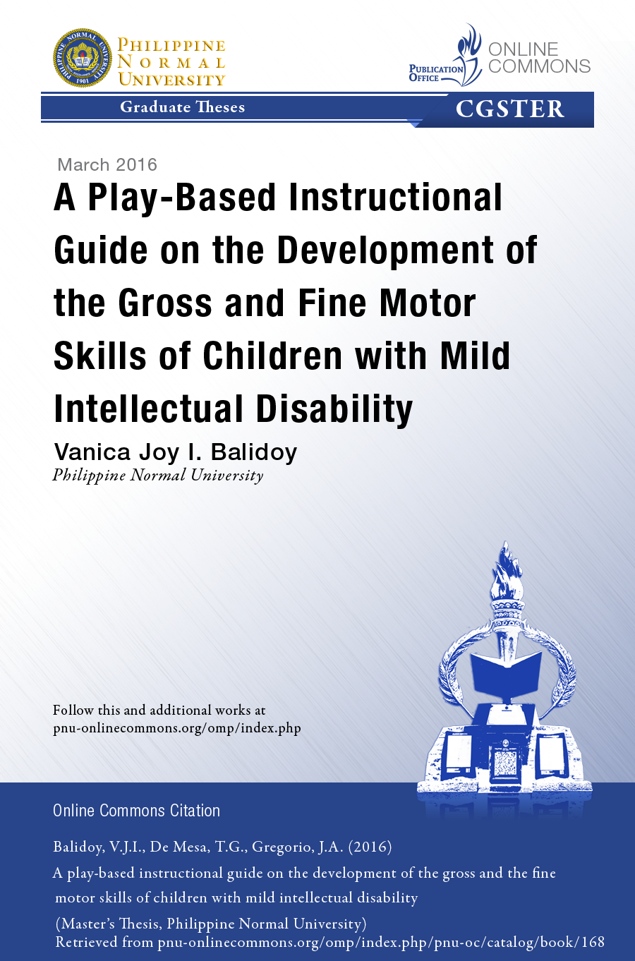 Cover for A Play-Based Instructional Guide on the Development of the Gross and Fine Motor Skills of Children with Mild Intellectual Disability
